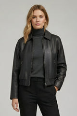TAYLOR - Short Sheepskin Leather Bomber Jacket