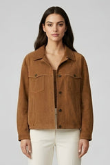 PALMER - Elastic Hem Suede Leather Jacket