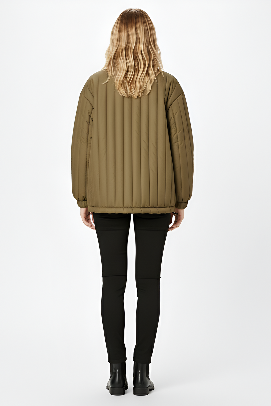 Women’s winter white puffer jacket with adjustable hem toggles