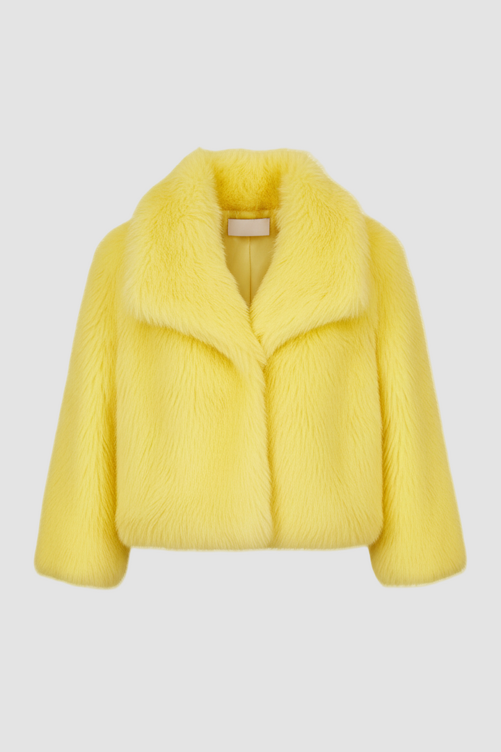 Yellow fur coat on a white background