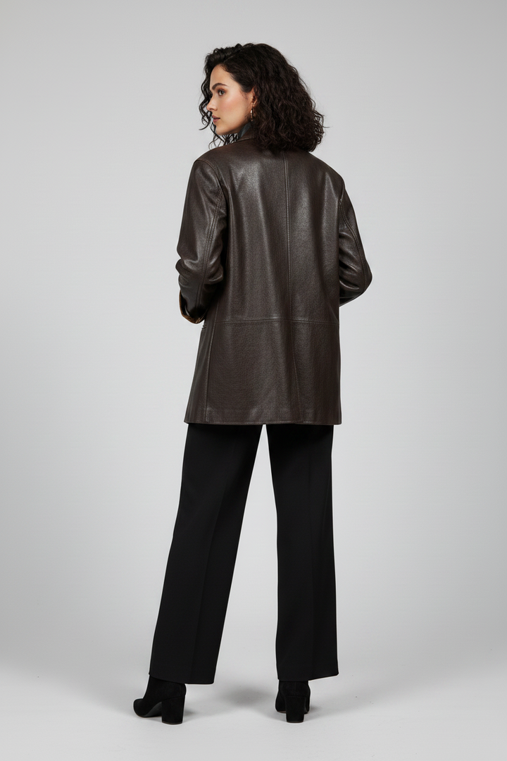ADDISON - Vegetable-Tanne - dark brown faux leather oversized blazer