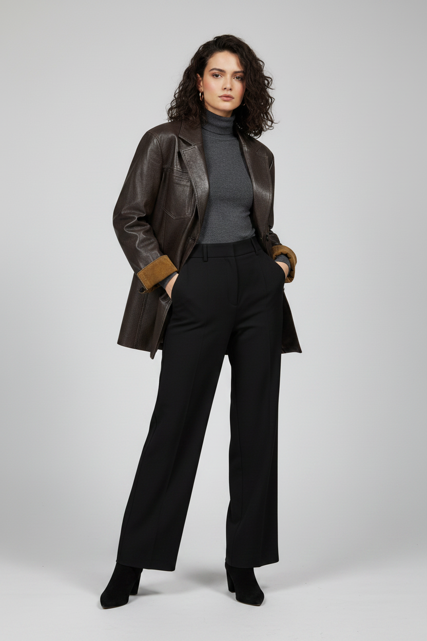 ADDISON - Vegetable-Tanne - dark brown faux leather blazer
