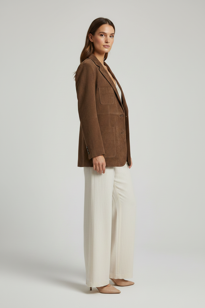 ALDRIDGE - Suede Leather - elegant brown brushed blazer