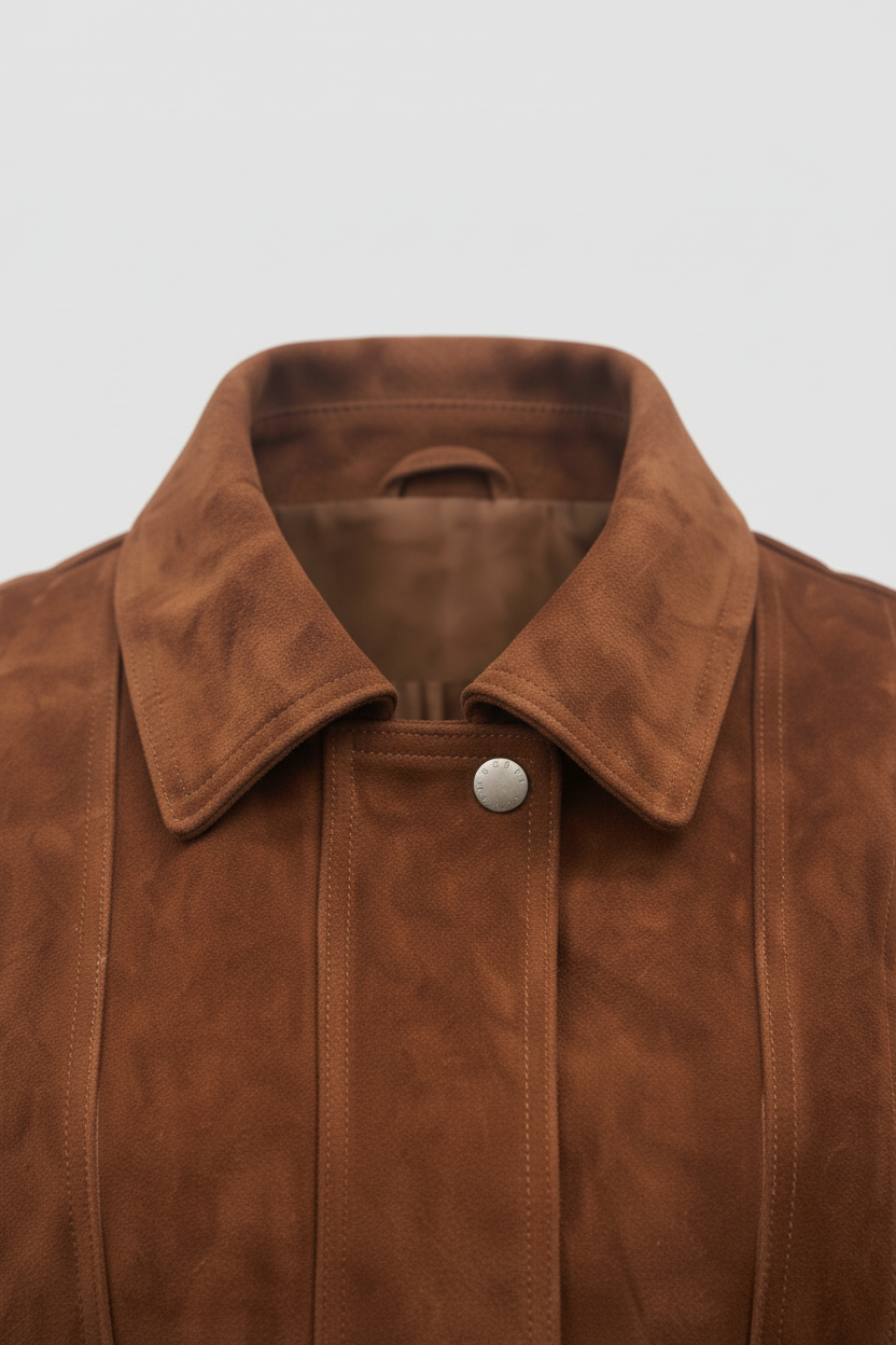 ANNE - Suede Bomber Jacke - suede collar, detailed stitching, luxury texture