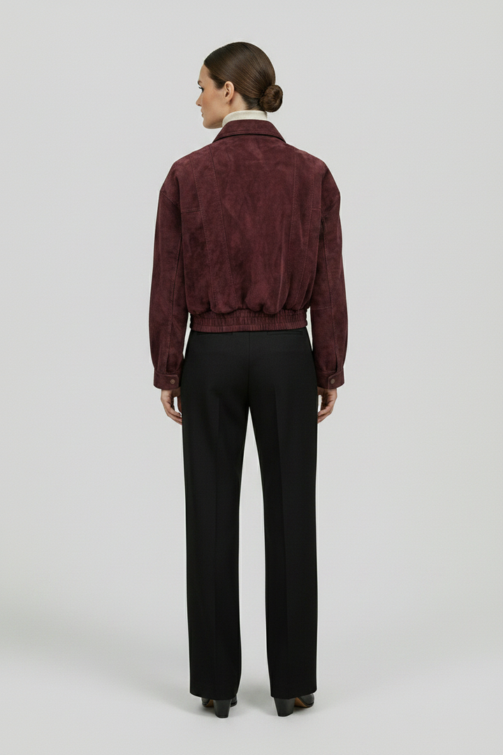 ANNE - Suede Bomber Jacket - luxury suede bomber