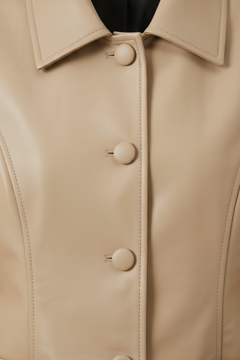 AURELIA - Genuine Leather - front closure, buttons, zipper, leather detail