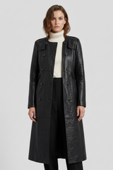 BEATRICE - Longline Bubble Leather Coat