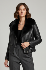 BENTLEY – Shearling Leather Jacket with Fox Fur Collar