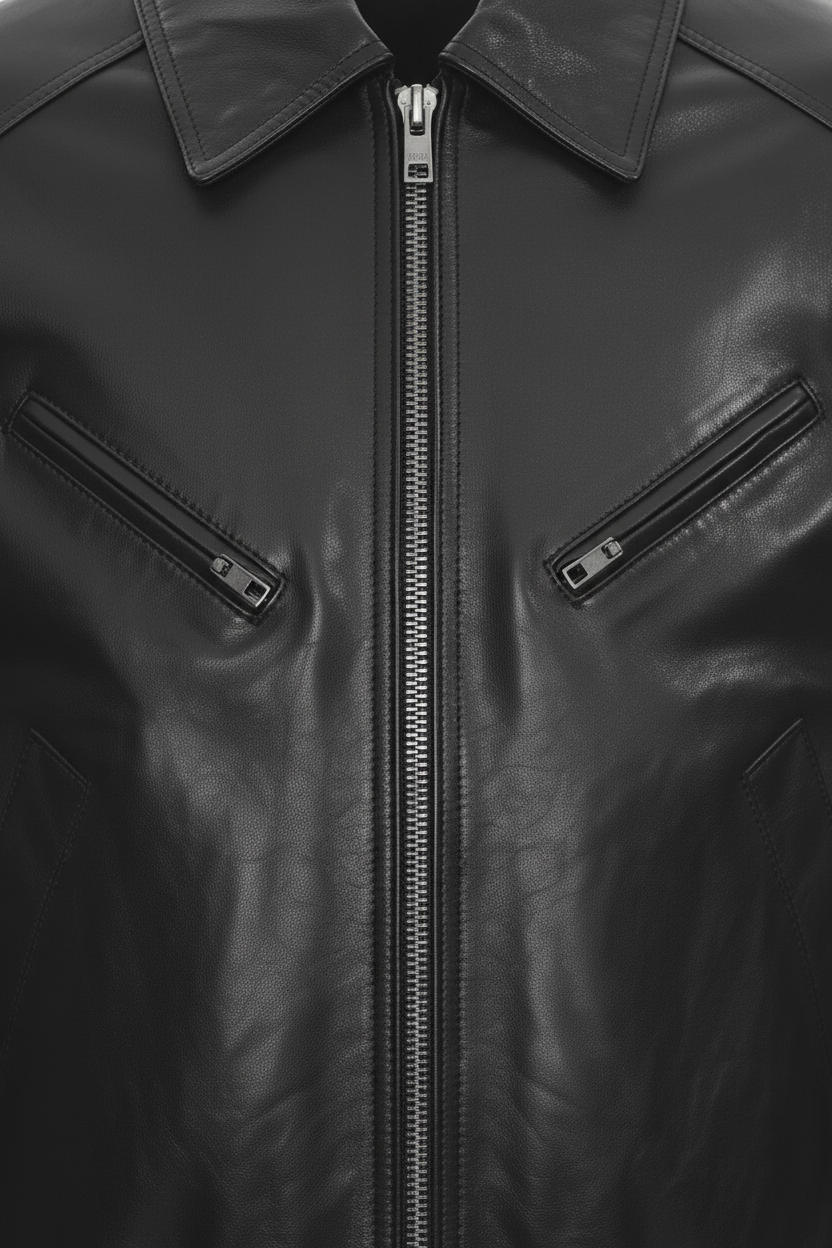BERNADETTE - Zip Detail Wax Sheepskin - zipper, buttons, stitching