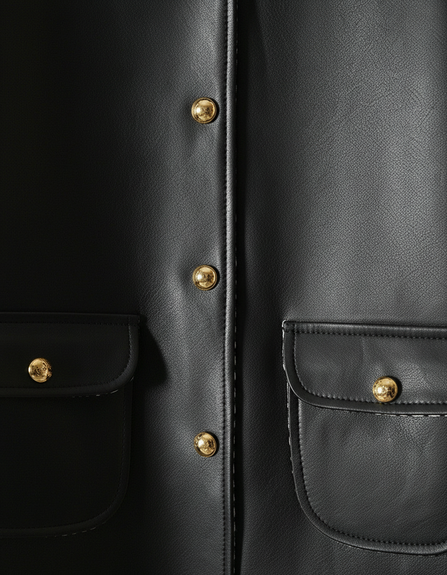 BLAIR - Premium Mid-Lengt - closure detail, zipper, buttons, stitching