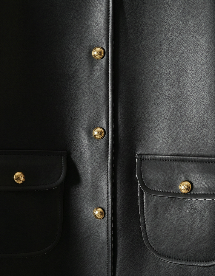 BLAIR - Premium Mid-Lengt - closure detail, zipper, buttons, stitching