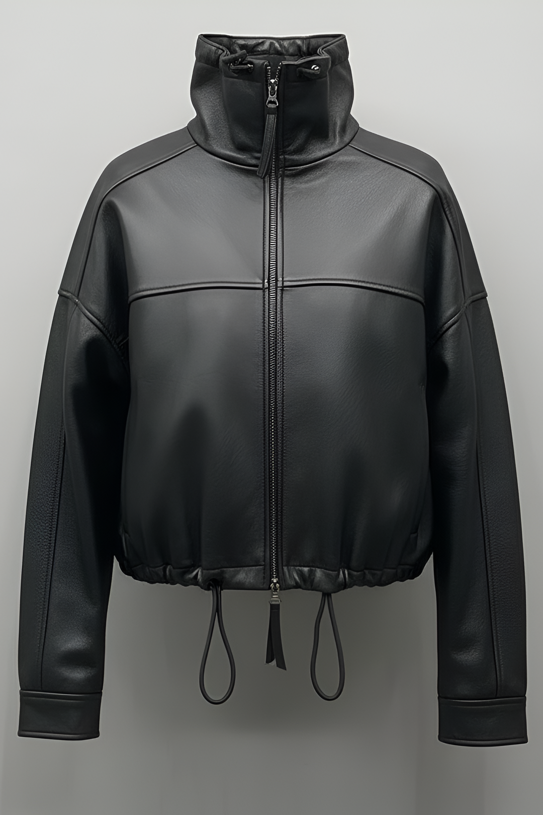 BLAIRE bubble leather jacket women black cropped leather jacket product packshot