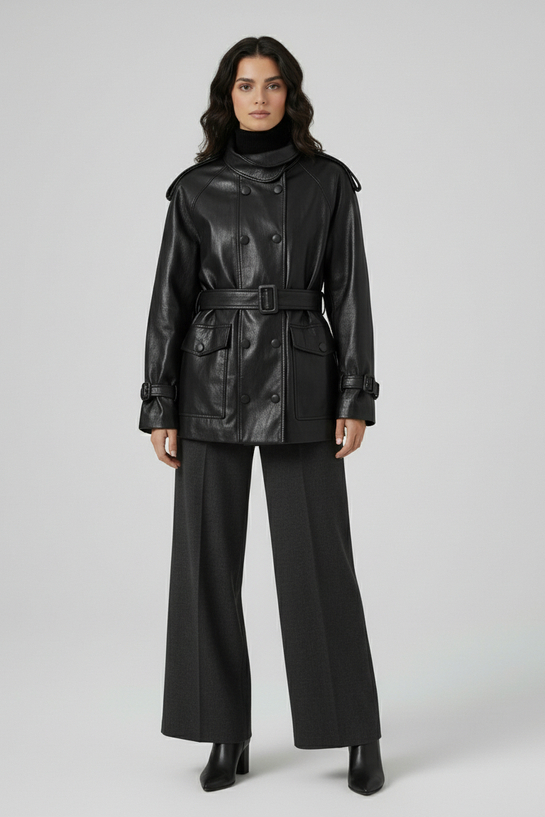 BLAKE - Midi-Length Leath - leather midi fashion editorial