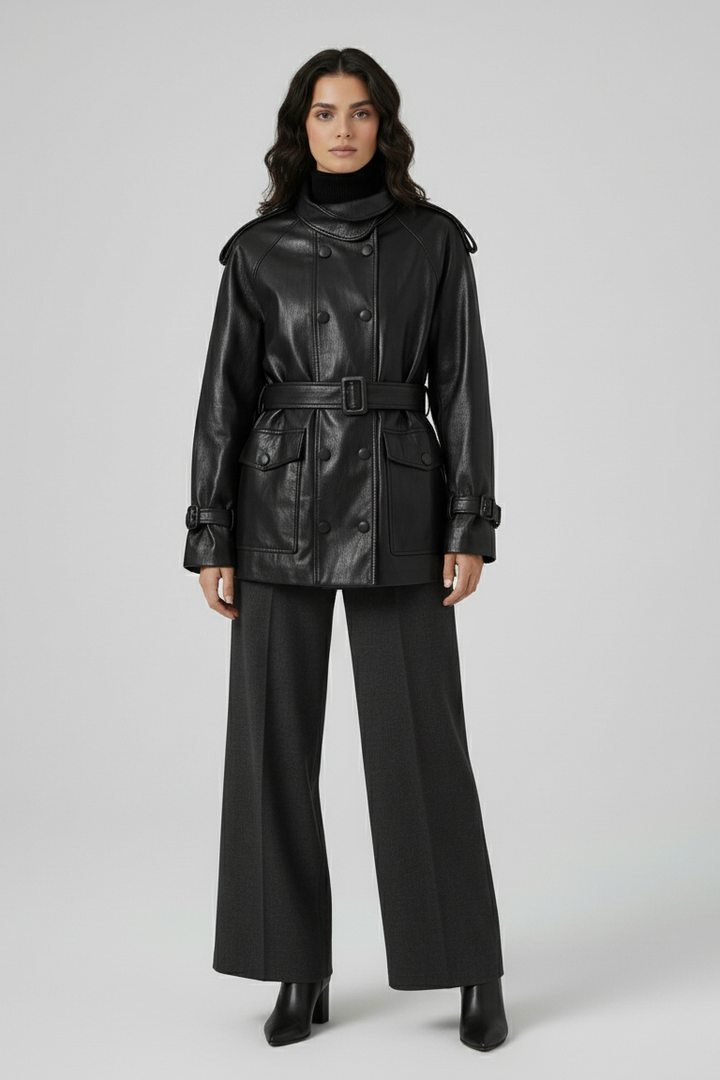 BLAKE - Midi-Length Leath - leather midi fashion editorial