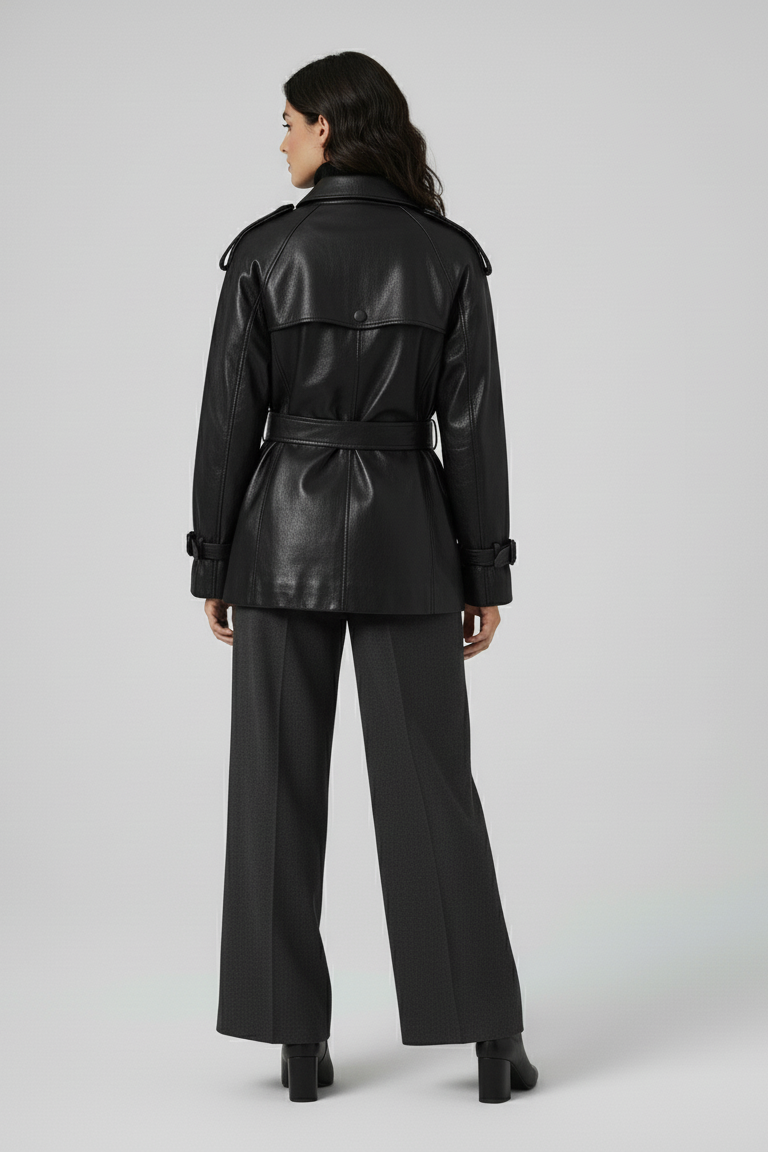 BLAKE - Midi-Length Leath - model, rear view, elegant, profile