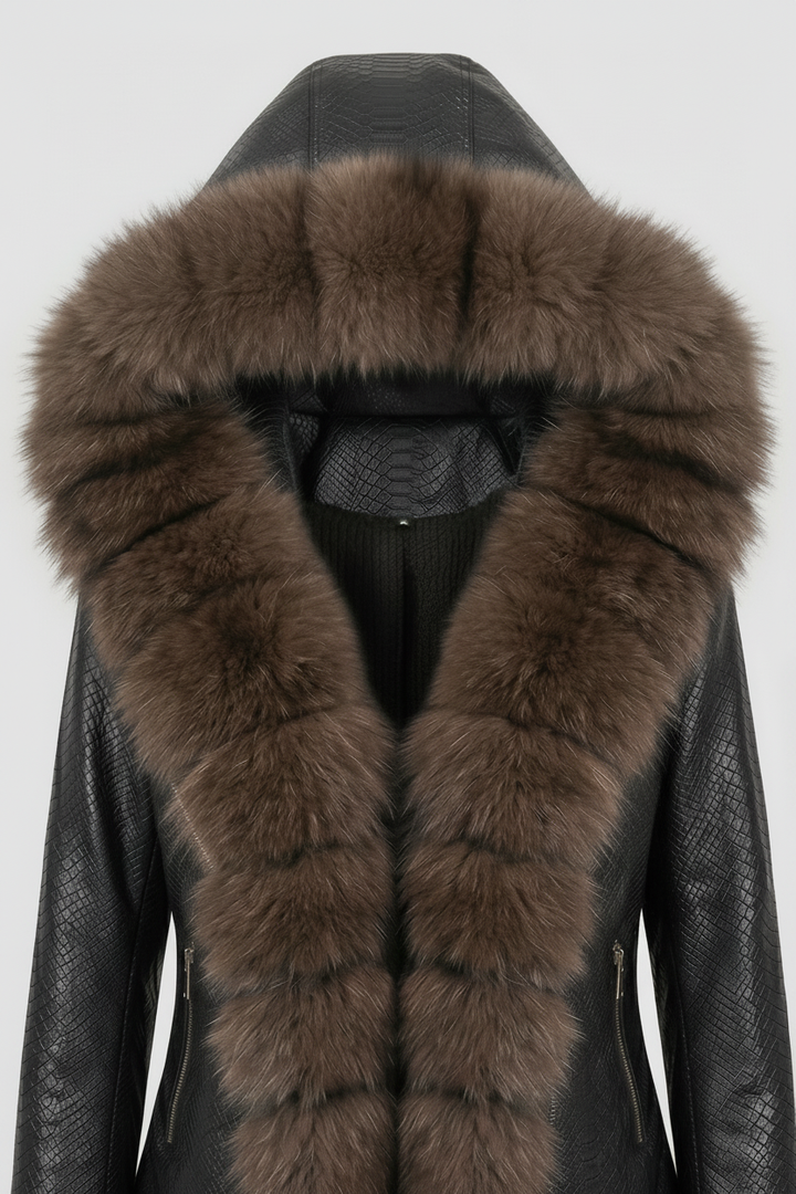 BLAKELY - Cropped Sheepsk - front closure, sheepskin texture, button detail, sharp stitching