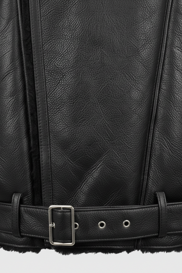 BRIANA - Cropped Shearlin - belt detail, buckle, waist strap