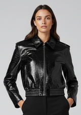 CAMDEN - Cropped Patent Leather Jacket