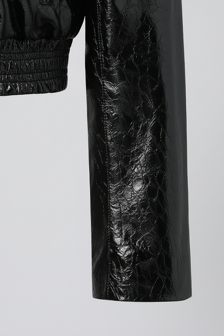 CAMDEN - Cropped Patent L - patent sleeve, cuff detail, luxury texture