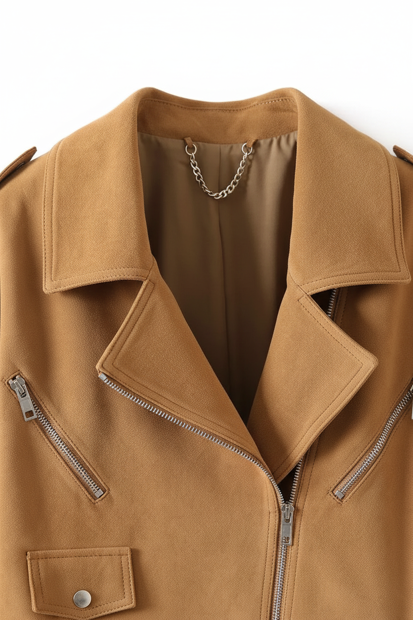 CAMERONE - Suede Leather - collar neckline stitching texture