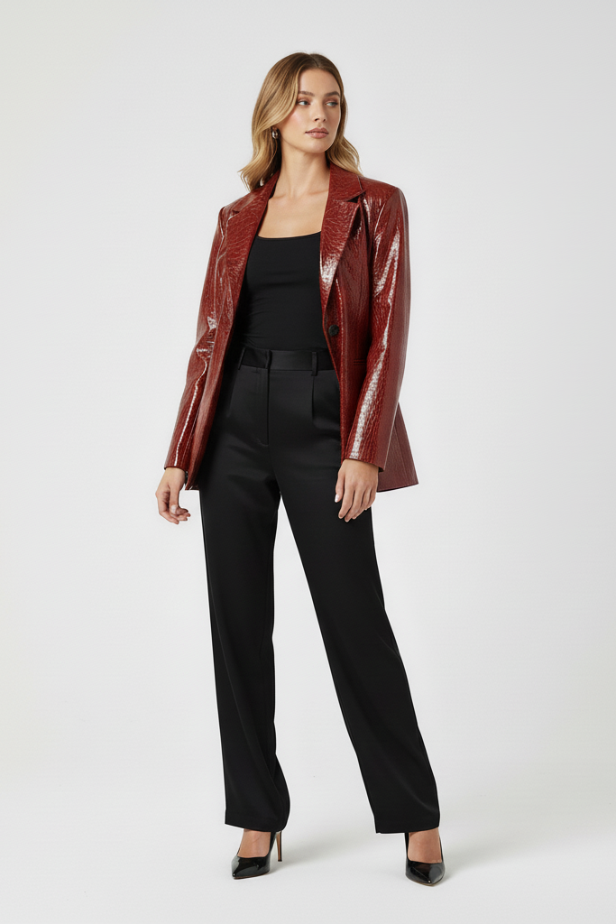 CAMIDEN - Cropped Patent - sleek patent leather, minimal clean model pose