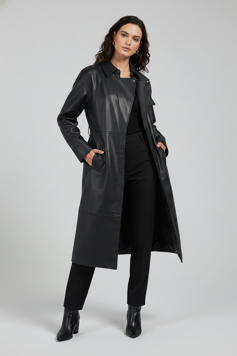 CARSON - Belted Sheepskin - black belted faux leather