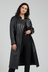 CARSON - Belted Sheepskin Leather Trench Coat