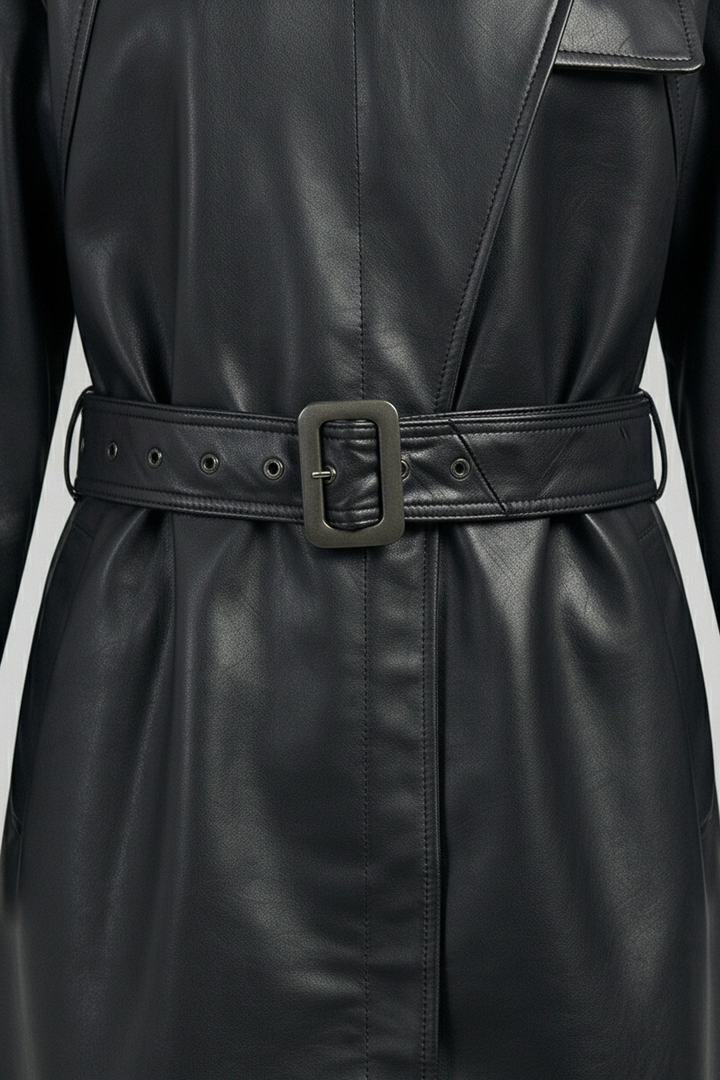 CARSON - Belted Sheepskin - front closure, buttons, zipper, texture