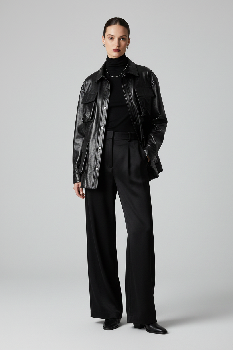 CECILE - Oversized Wax Cowhide - luxury, premium, chic full body shot