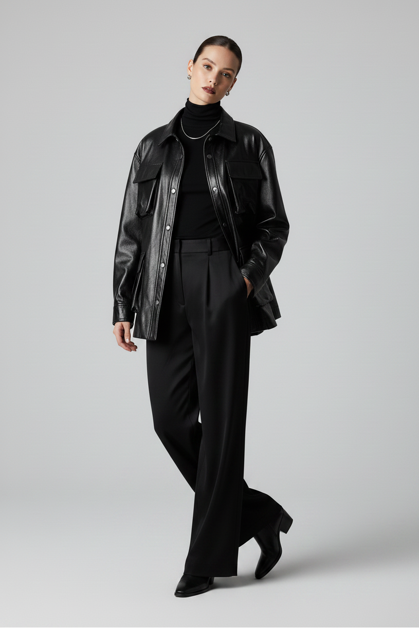 CECILE - Oversized Wax Cowhide - premium timeless waterproof, relaxed pose