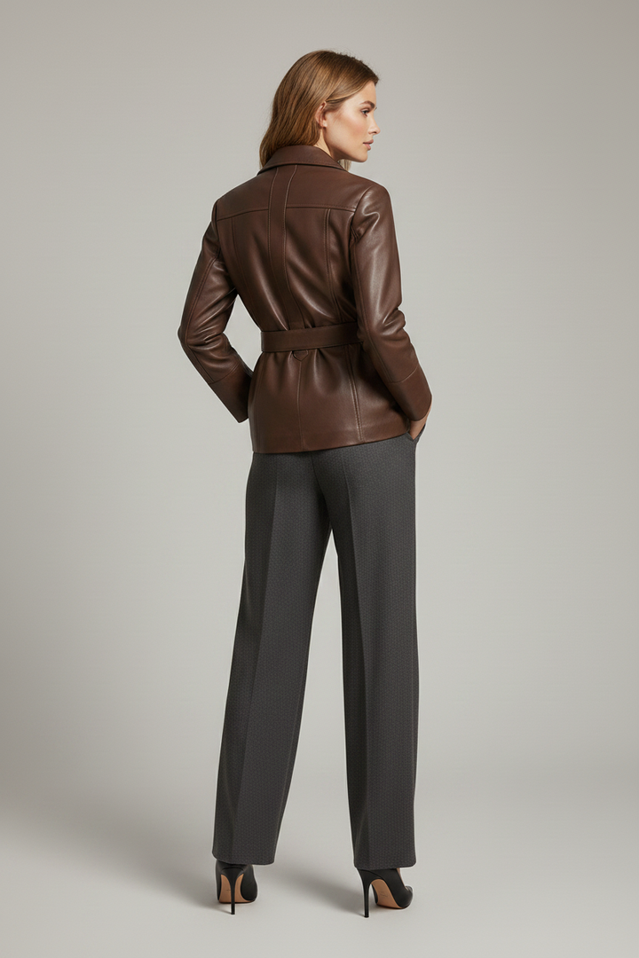 COLLINS - Belted Leather - brown supple belted luxury