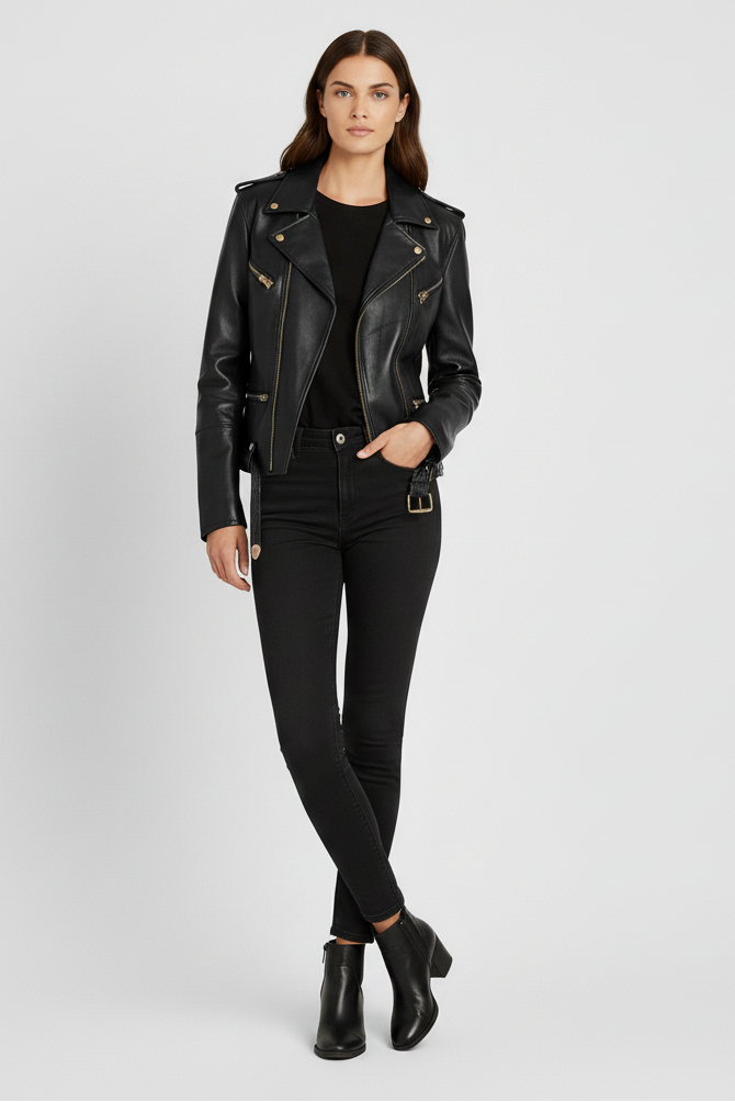 DALLAS - Oversized Vintag - black jacket, crossed legs