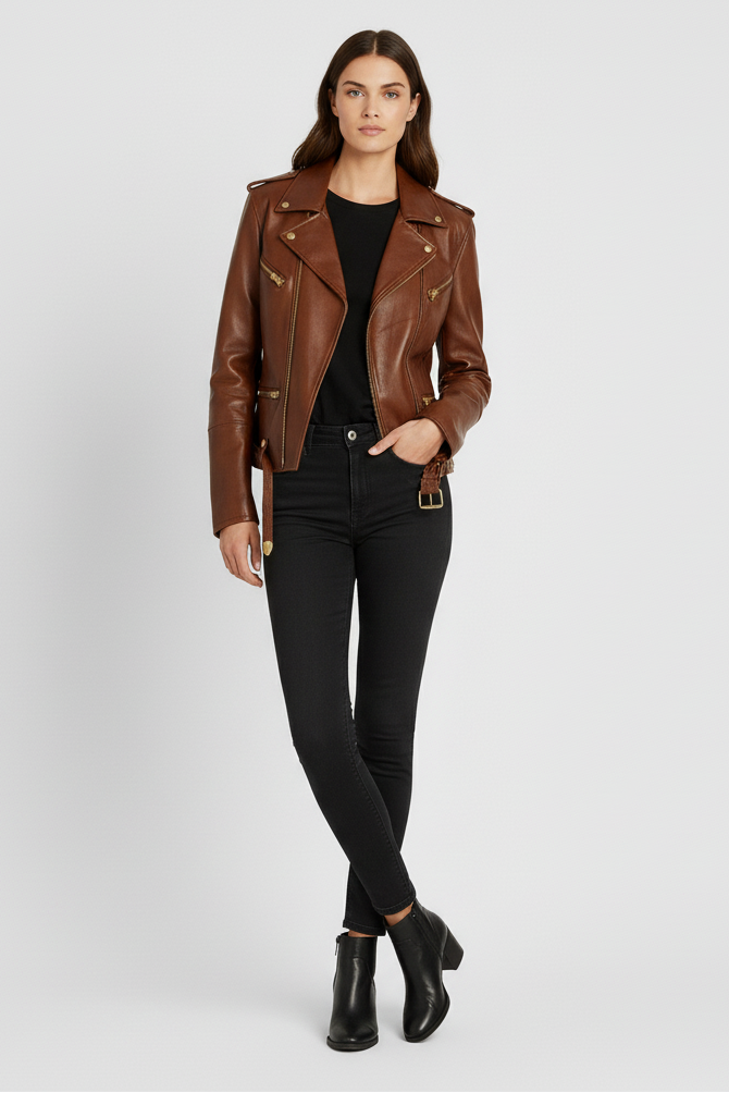 DALLAS - Oversized Vintage - Leather Jacket Crossed Legs