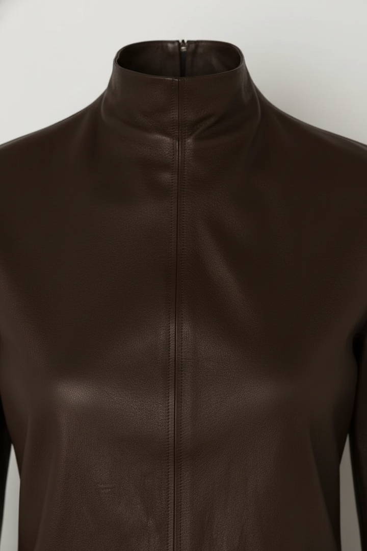 Daphne - Fitted Stretch L - front closure, zipper, buttons, texture