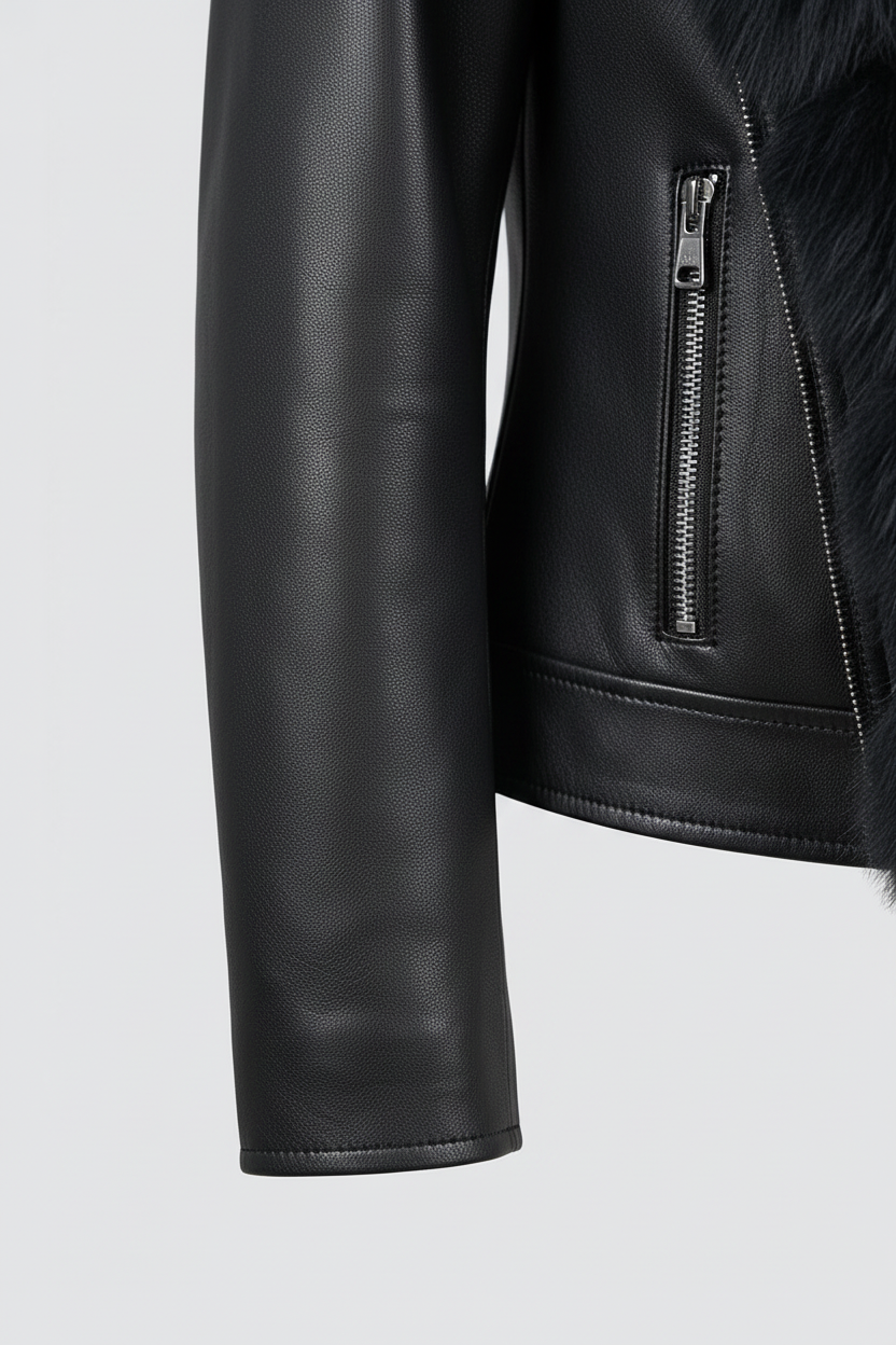 DELTA - Leather Jacket - Quiet Luxury, Studio, sleeve close-up