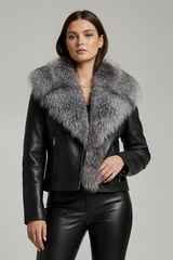 DELTA - Leather Jacket with Sable Fur Collar Light Edition