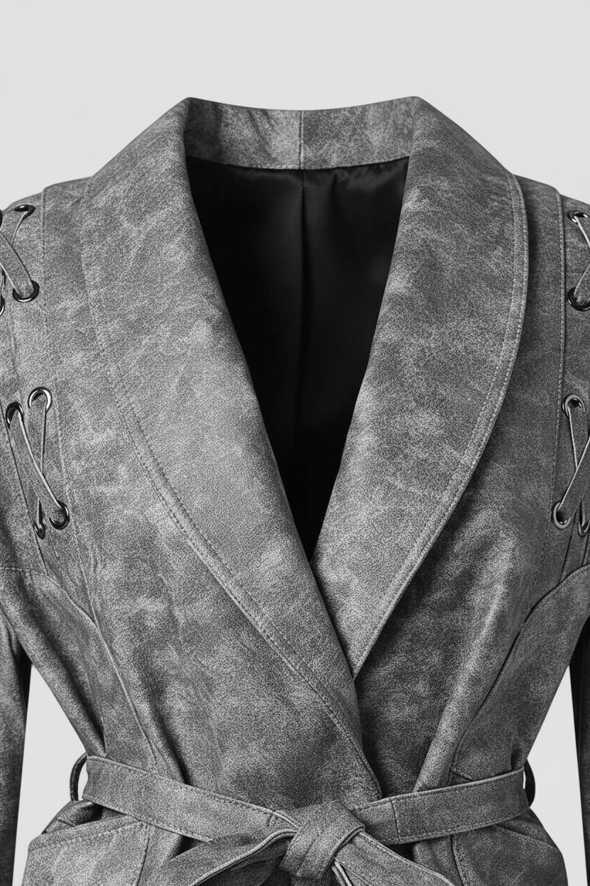 DOROTHY - Distressed Leat - distressed, collar, texture, stitching