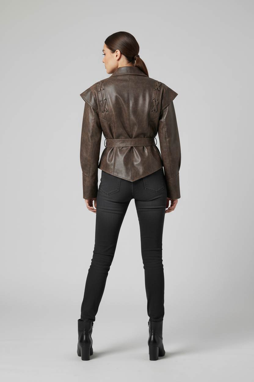 DOROTHY - Distressed Leather - studio quiet luxury, rear view