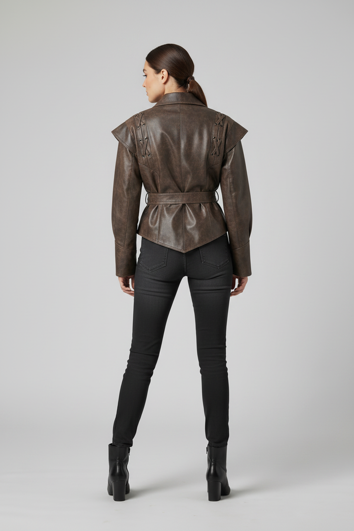 DOROTHY - Distressed Leather - studio quiet luxury, rear view