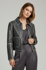 EDITH - Distressed Sheepskin Leather Jacket