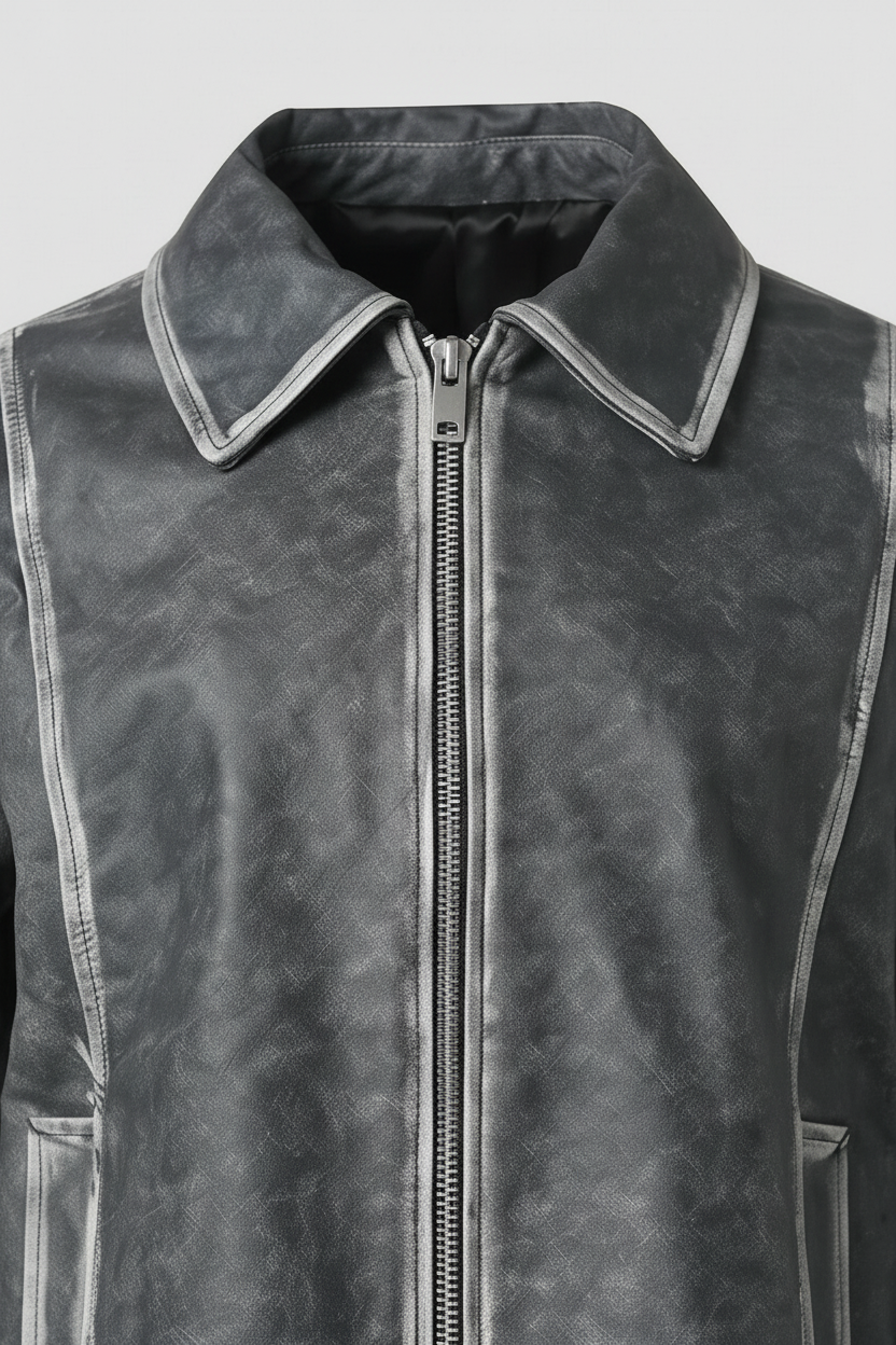 EDITH - Distressed Sheeps - distressed sheepskin, zipper, button detail