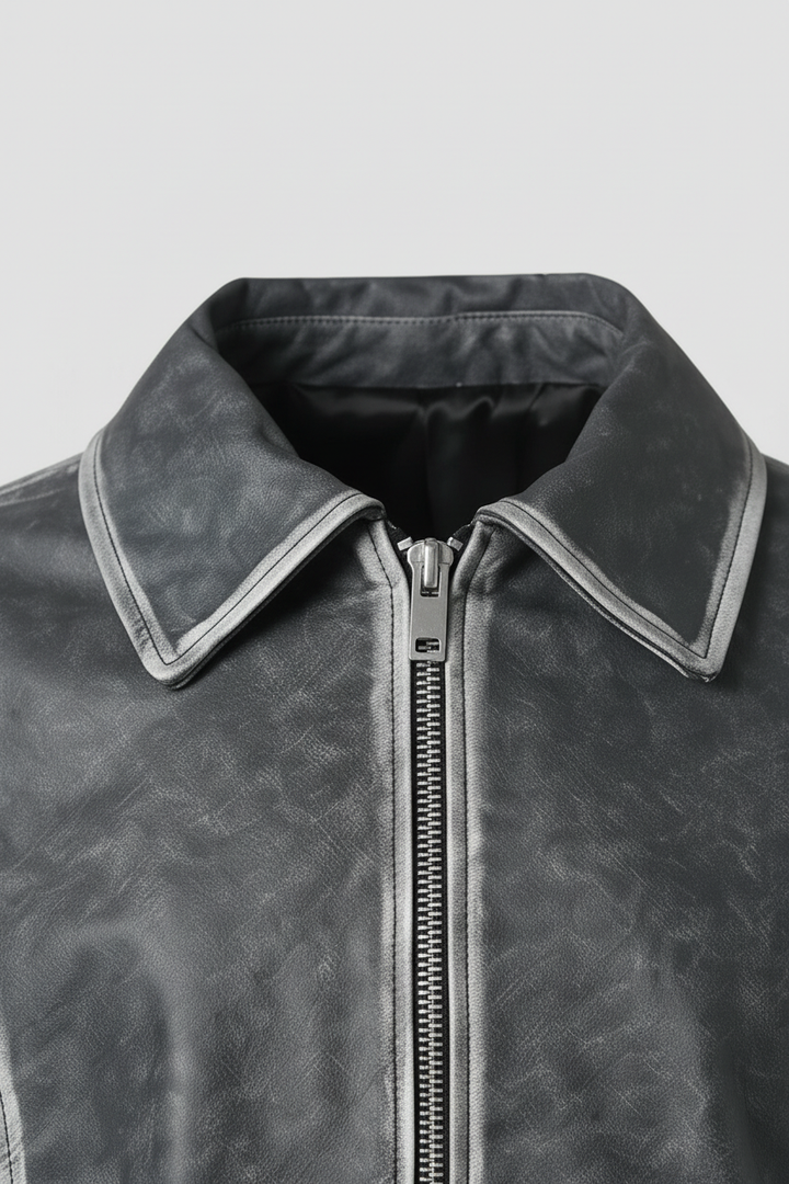 EDITH - Distressed Sheeps - Shearling collar, stitching detail, quiet luxury