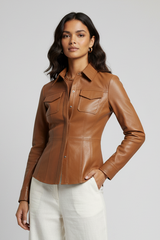 ELEANOR – Single-Breasted Sheepskin Leather Jacket
