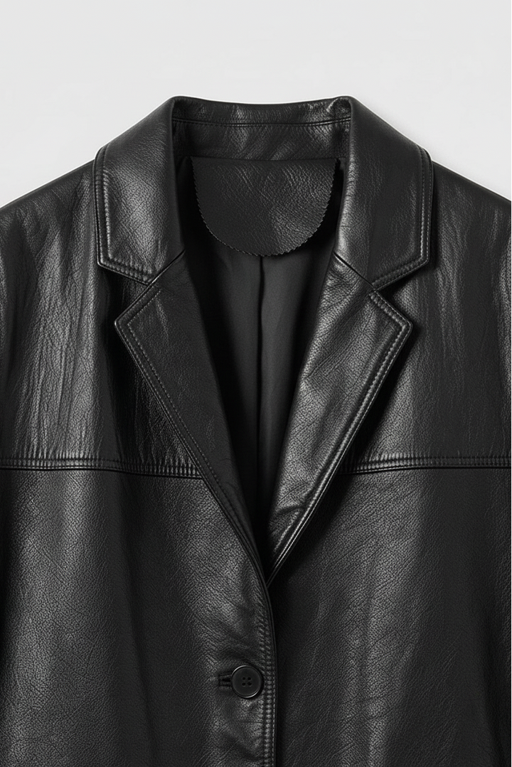 ELLIOTT - Luxury Waxed Sheepskin - waxed fabric collar, detailed stitching