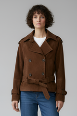 ELLIS - Suede Leather Trench Jacket - Dark Edition