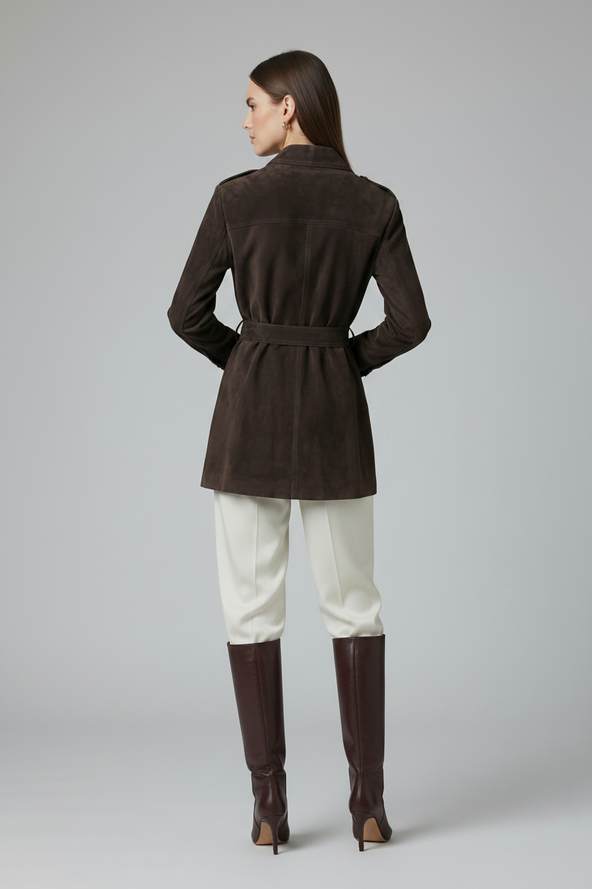 ESTELLE - Suede Leather Jacket - luxurious suede jacket, rear view