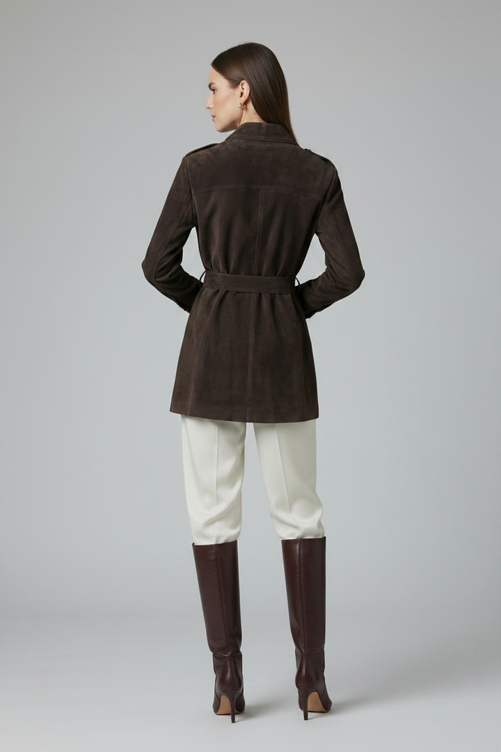 ESTELLE - Suede Leather Jacket - luxurious suede jacket, rear view