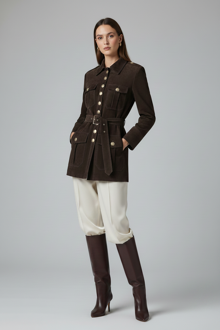 ESTELLE - Suede Leather Jacket - premium suede elegant minimalist