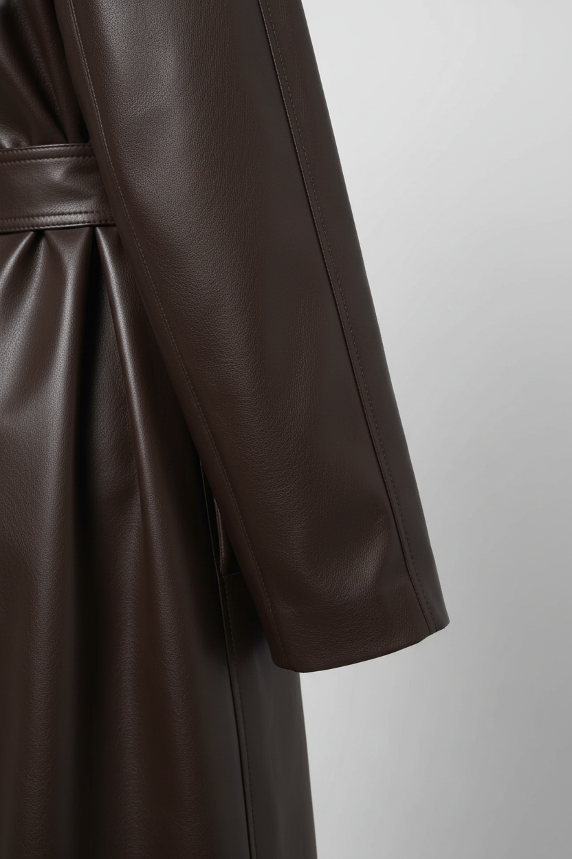 EUGENIE - Slim Belted Lon - sleeve detail, luxury fabric, precision stitching, cuff
