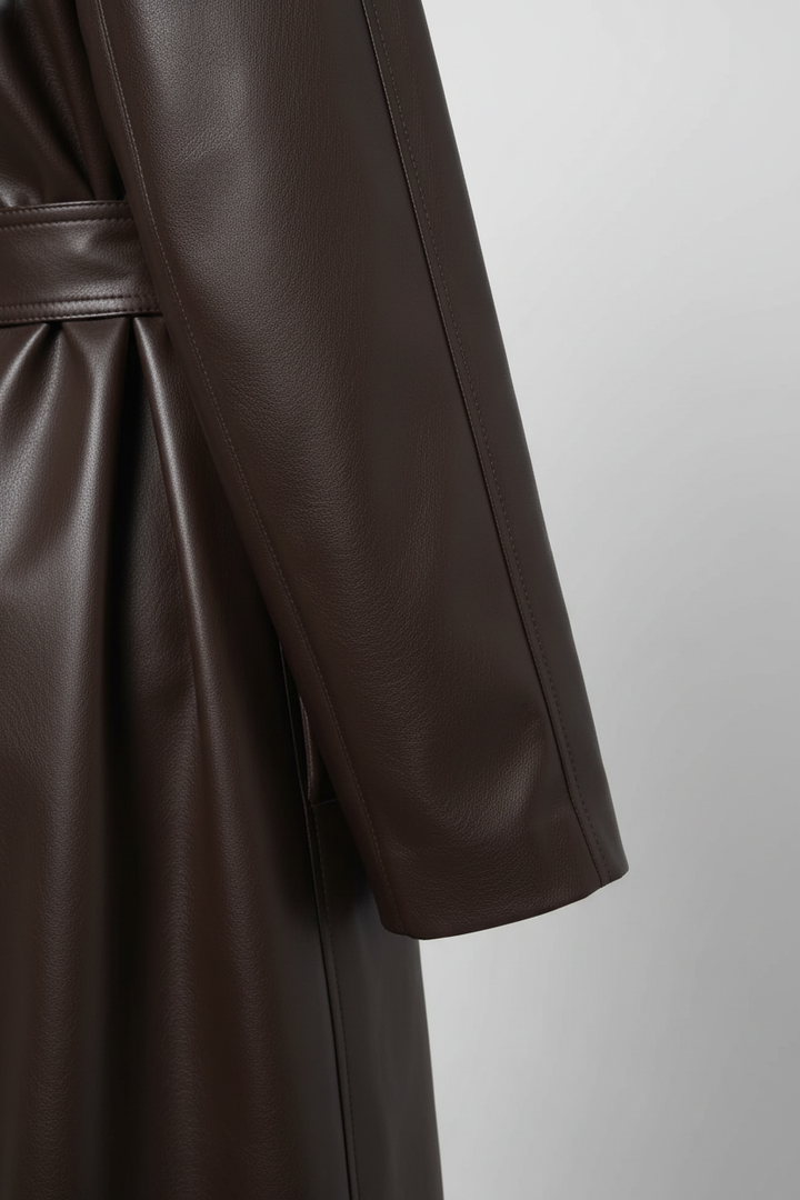 EUGENIE - Slim Belted Lon - sleeve detail, luxury fabric, precision stitching, cuff
